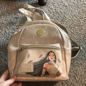 Pocahontas Loungefly Backpack with Adjustable Straps and Front Zip Pouch